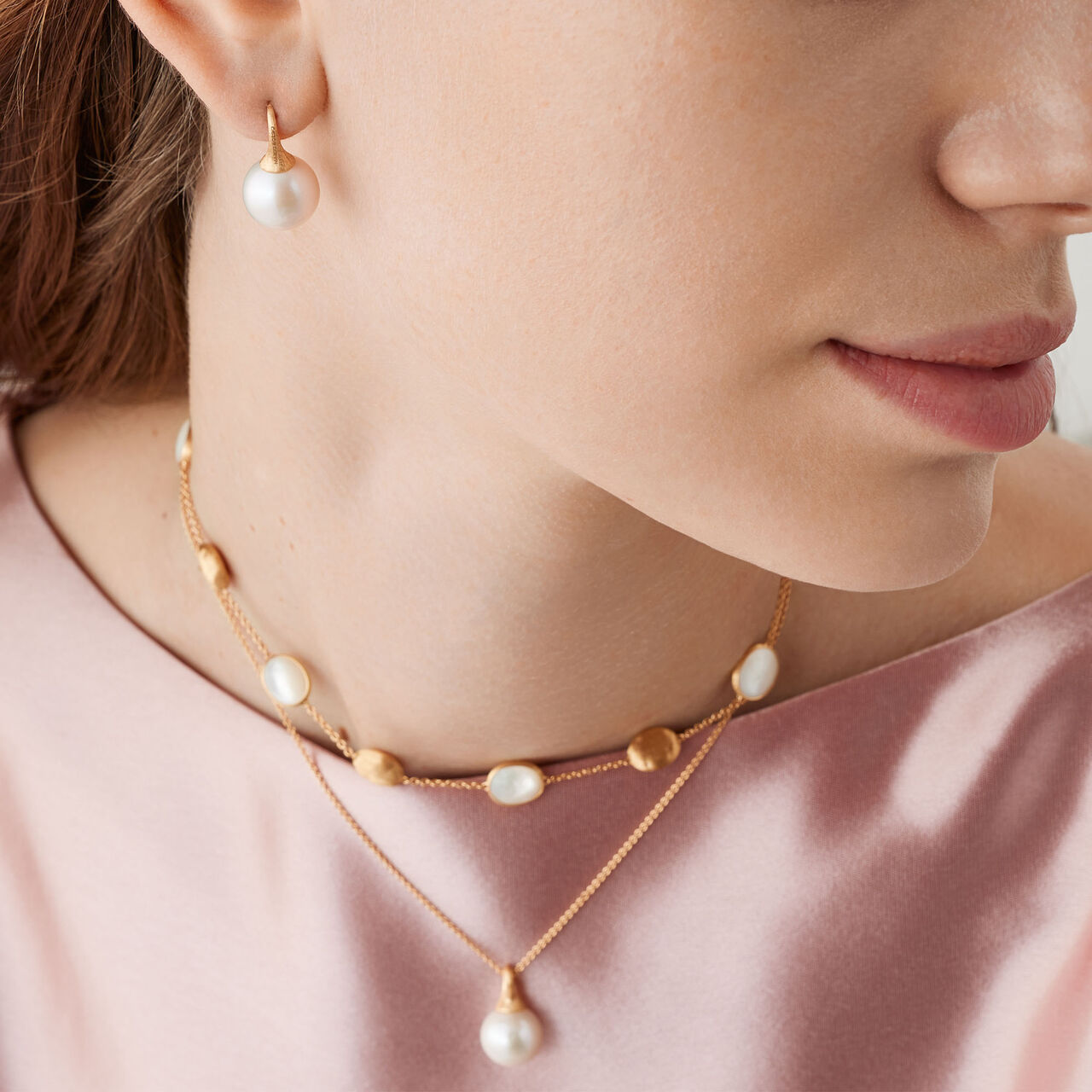 Marco Bicego Africa Yellow Gold and Pearl Earrings OB1653-A PL01 Y image number 1